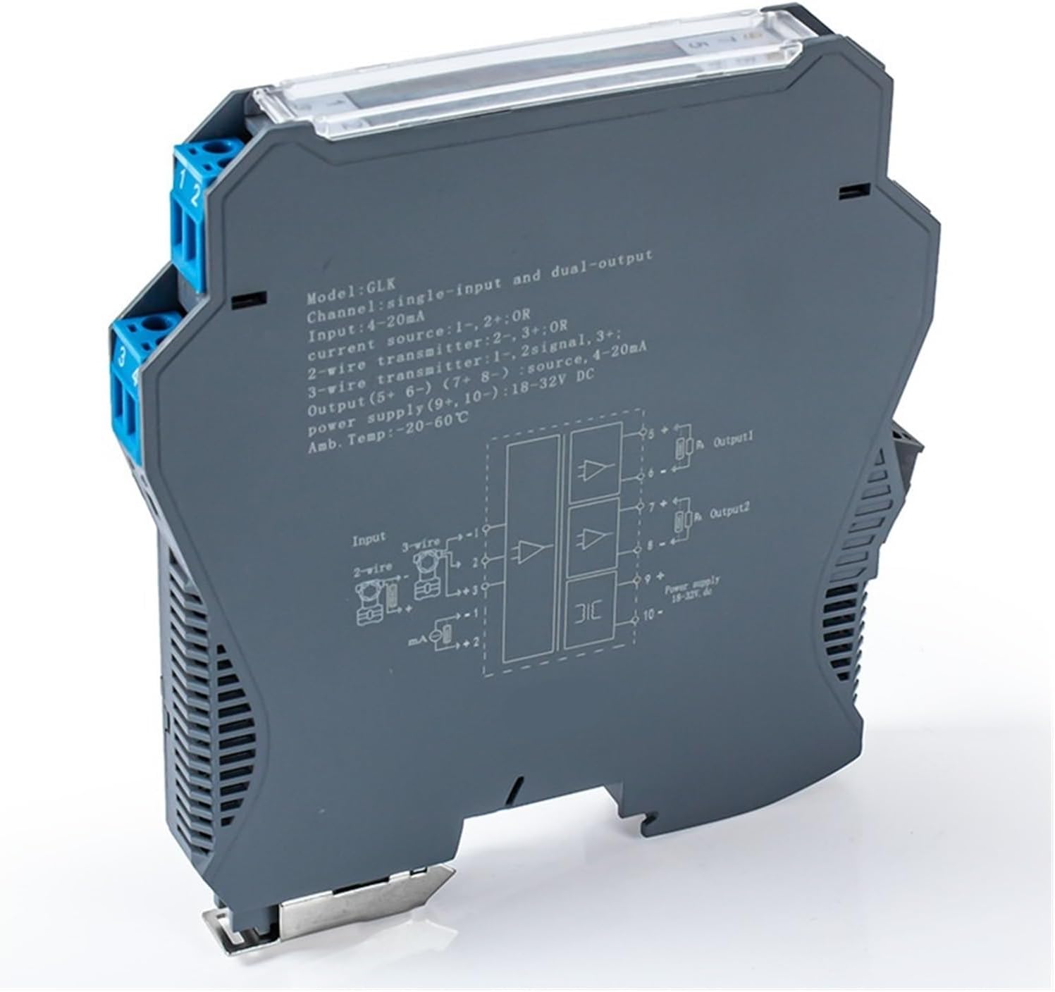 DC24V DC Signal Splitter 4-20mA Multi Channel 1 in 1 Out, 1 in 2 Out,1 in 4 Out,2 in 2 Out Analog DC Signal Isolation Transmitter(1 in 2 Out,1-5V_-_Input 0-20MA)
