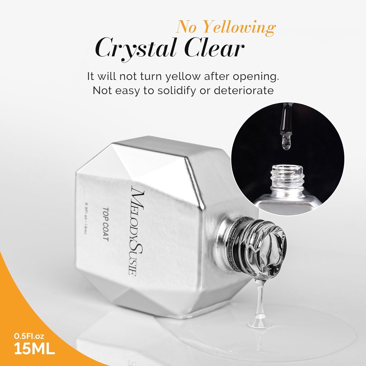 MelodySusie Portable Electric Nail Drill MelodySusie 2Pcs 15ml No Wipe Glossy Top Coat & Base Coat Set