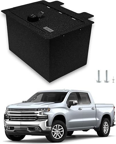 Miniatura 1 de Caja de seguridad para consola central compatible con Chevy Silverado 1500  GMC Sierra 1500 2019-2022, no para modelos actualizados, con bloqueo