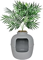 Vista 3 de Good Pet Stuff Kit original de caja de arena oculta y forro reutilizable, maceta redonda cerrada con plantas artificiales, sistema de filtro de olor