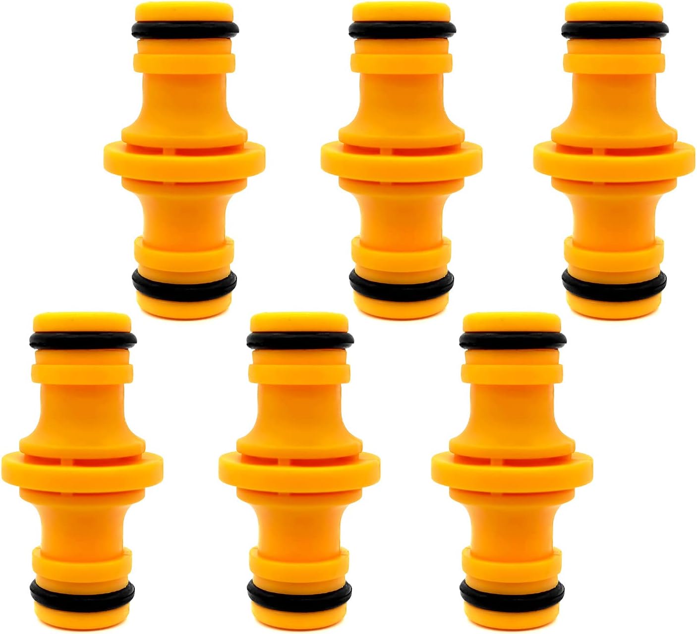 6pcs Double Male Hose Connectors Garden Hose Tap Double Male Hose End Connector Hose Pipe Connectors for Join Garden Hose Pipe Tube and Garden Irrigation System, (C-923)