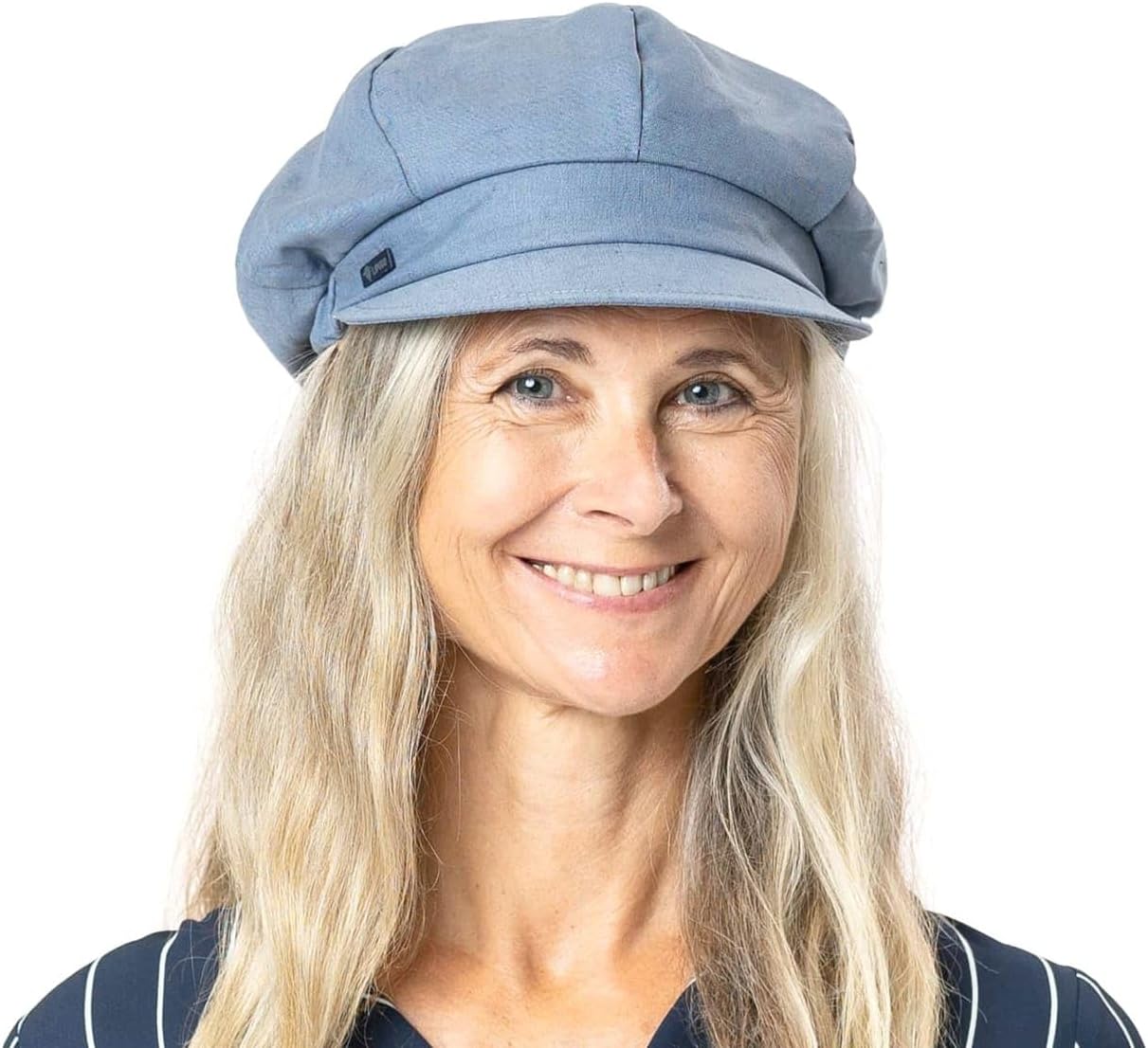 Lipodo Classic Baker Boy Cap Made in Italy Linen Cotton Ladies Elastic Band Spring Summer