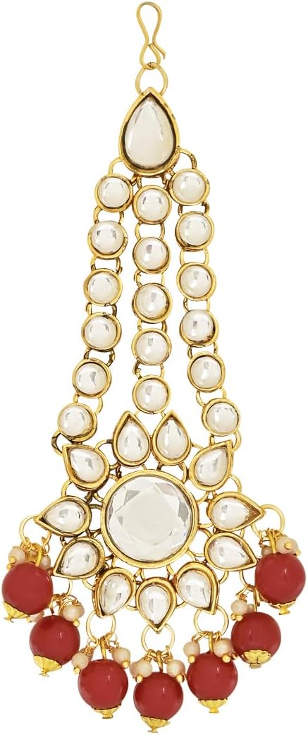 I Jewels Indian Wedding Bollywood Collection Traditional Ethnic Gold Plated Pearl & Kundan Stone Work Bridal Jewellery Set For Women