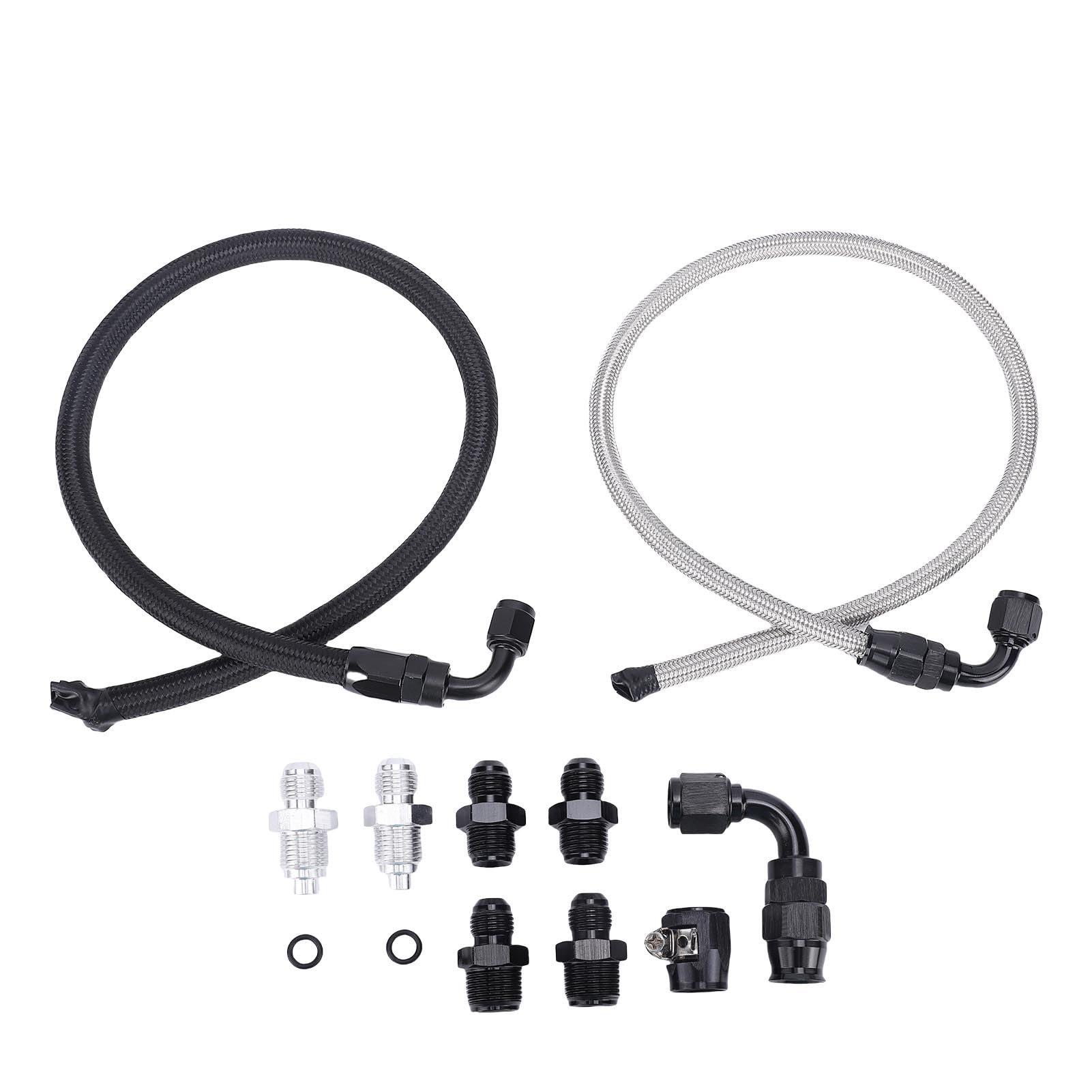 25Inch 6AN Power Steering Pump Hose Kit Replacement for C10 LS Swap Connects Type 2 Pressure Proof Stainless Steel Woven
