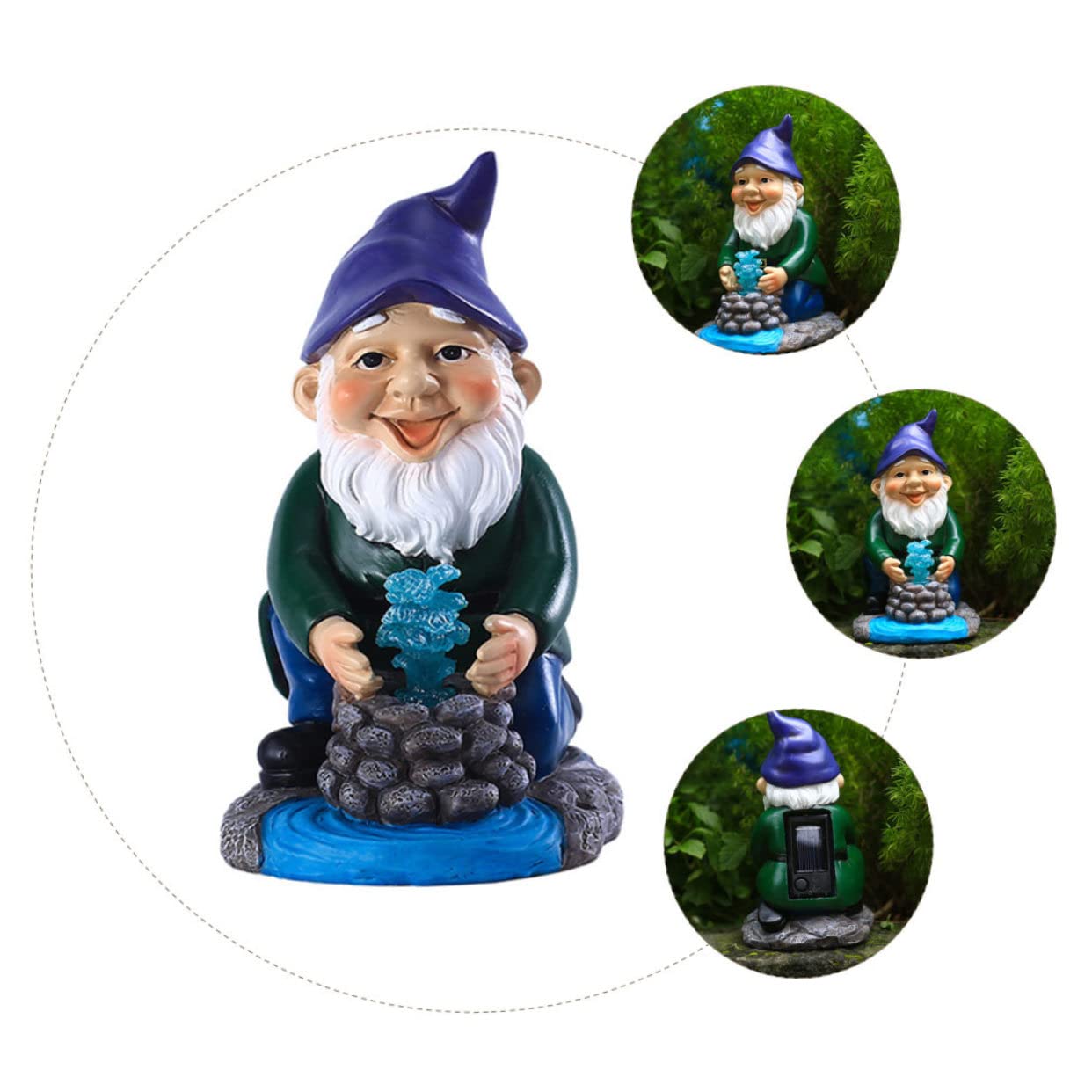 HANABASS GNOME de Jardin Solaire en Résine, Figurine Réaliste Peinte à Main