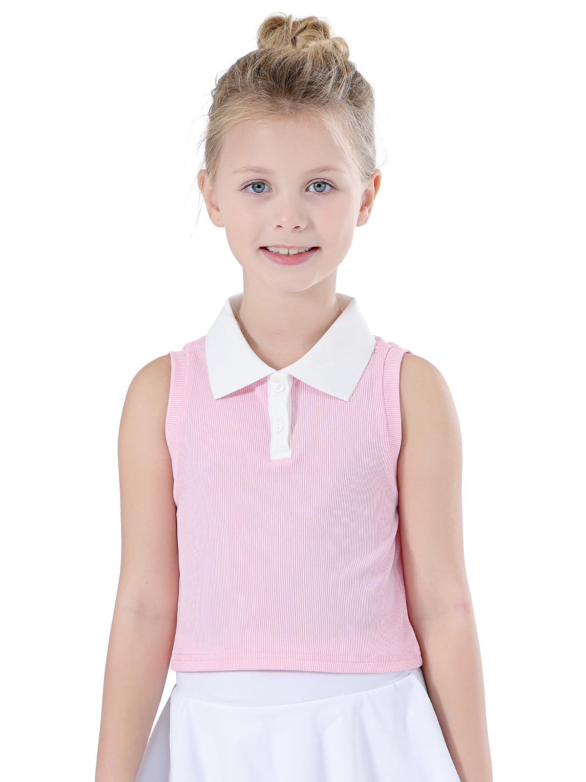 Bezioner Top Sportivo Bambina Polo T-Shirt da Bambina Maglietta Tennis Golf Ragazze Senza Maniche Camicia Bambine