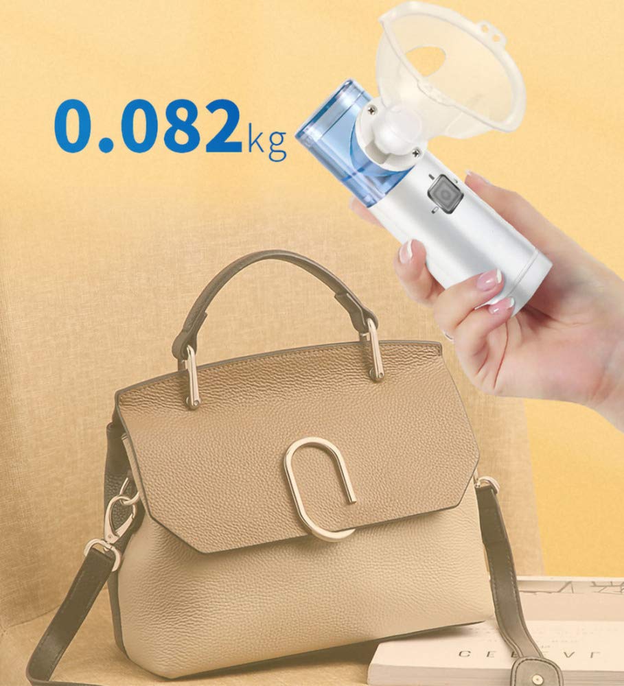 Wh Aerosol Portatile per Bambini e Adulti,ricaricabile Macchina Inalatore Silenzioso per Asma,Aerosolterapia,Nasale e Sinusite,Aerosol a Pistone con Mascherine,Boccaglio Air Angle/Come mostrat
