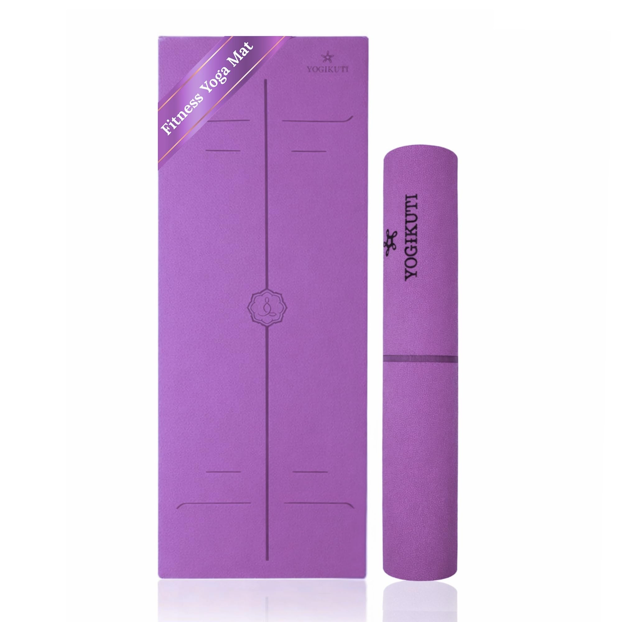 Yogikuti Fitness Yoga Mat | Non-Slip Exercise Mat with Alignment lines | PVC & Phthalate Free Workout Mat for Yoga, Pilates & Home Fitness (Purple, 8mm)