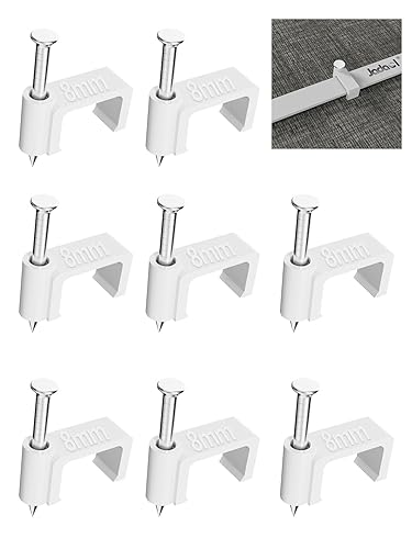 Miniatura 8 de Jadaol Clips de cable de 0.315 pulgadas para cables Ethernet planos, clips de pared, tachuelas de cable eléctrico para TV, altavoz, cable coaxial,