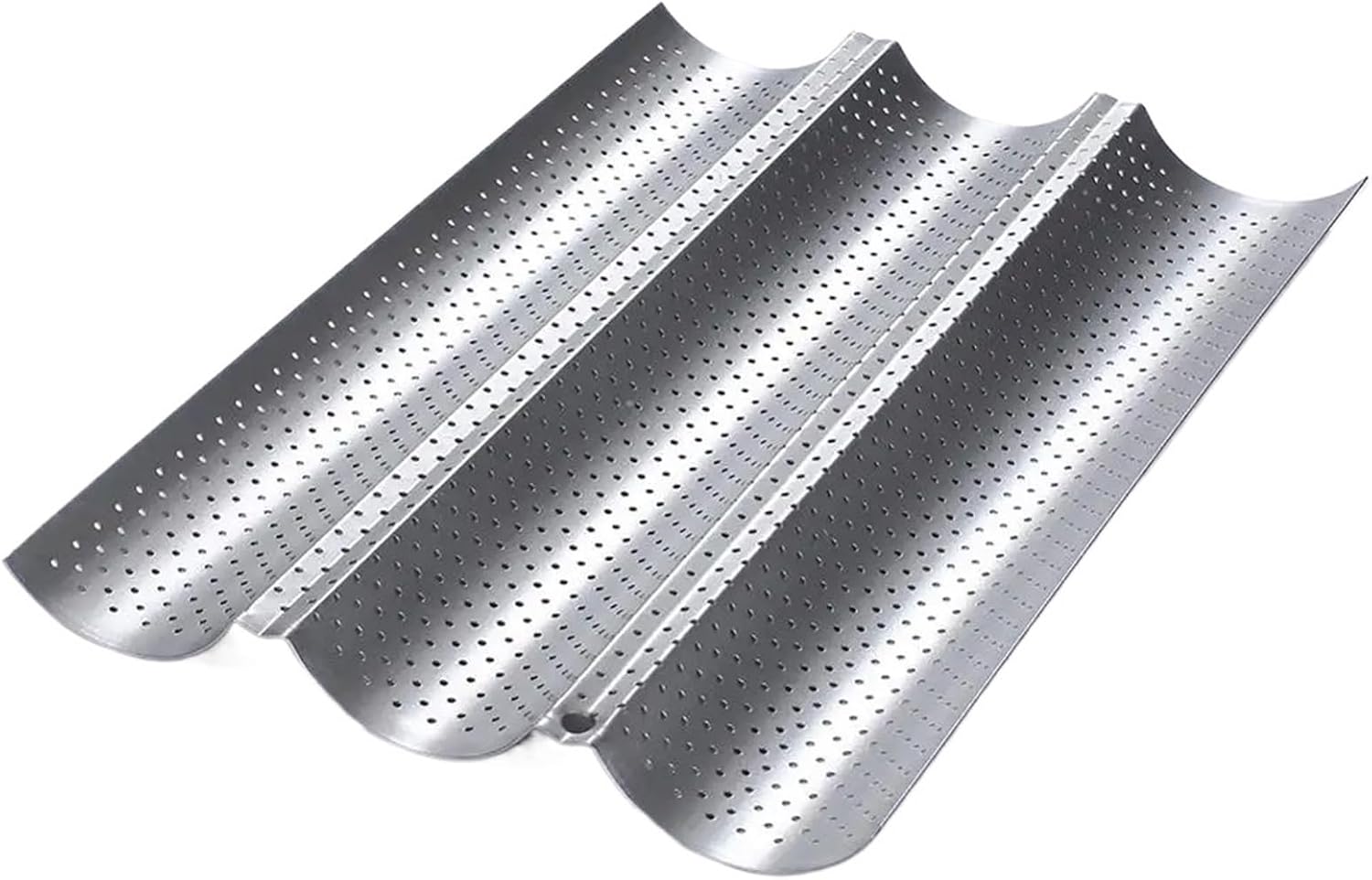 french bread baking pan Baguette Pan French Bread Baking Mould Bakeware Groove Waves Mold Cake Oven Pastry Tray(Silver,2 Groove)