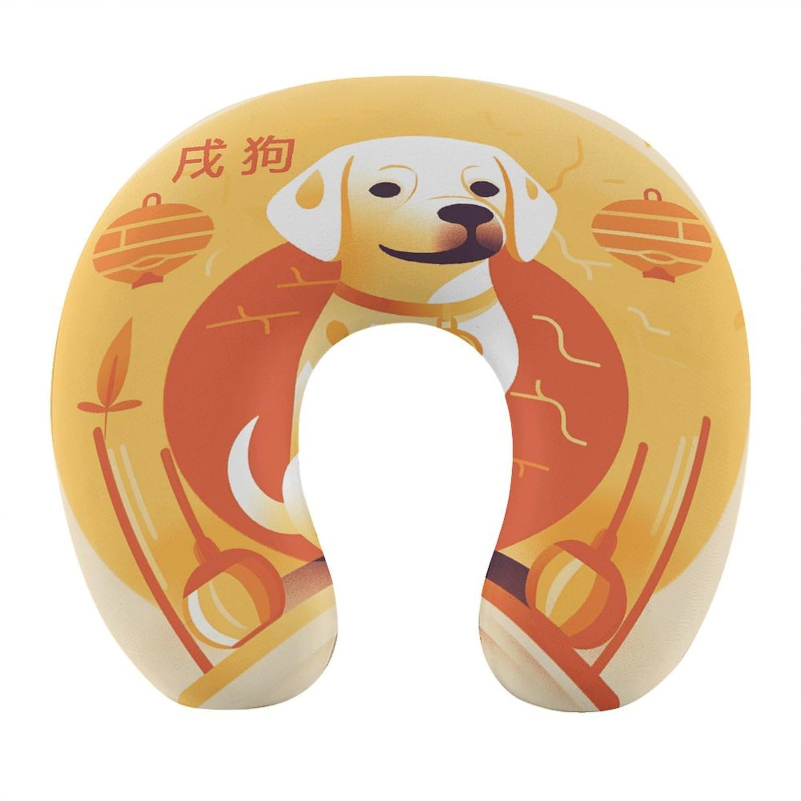 Btcowzrv Style A Dog Sitting U Shaped Neck Pillow Travel Pillows