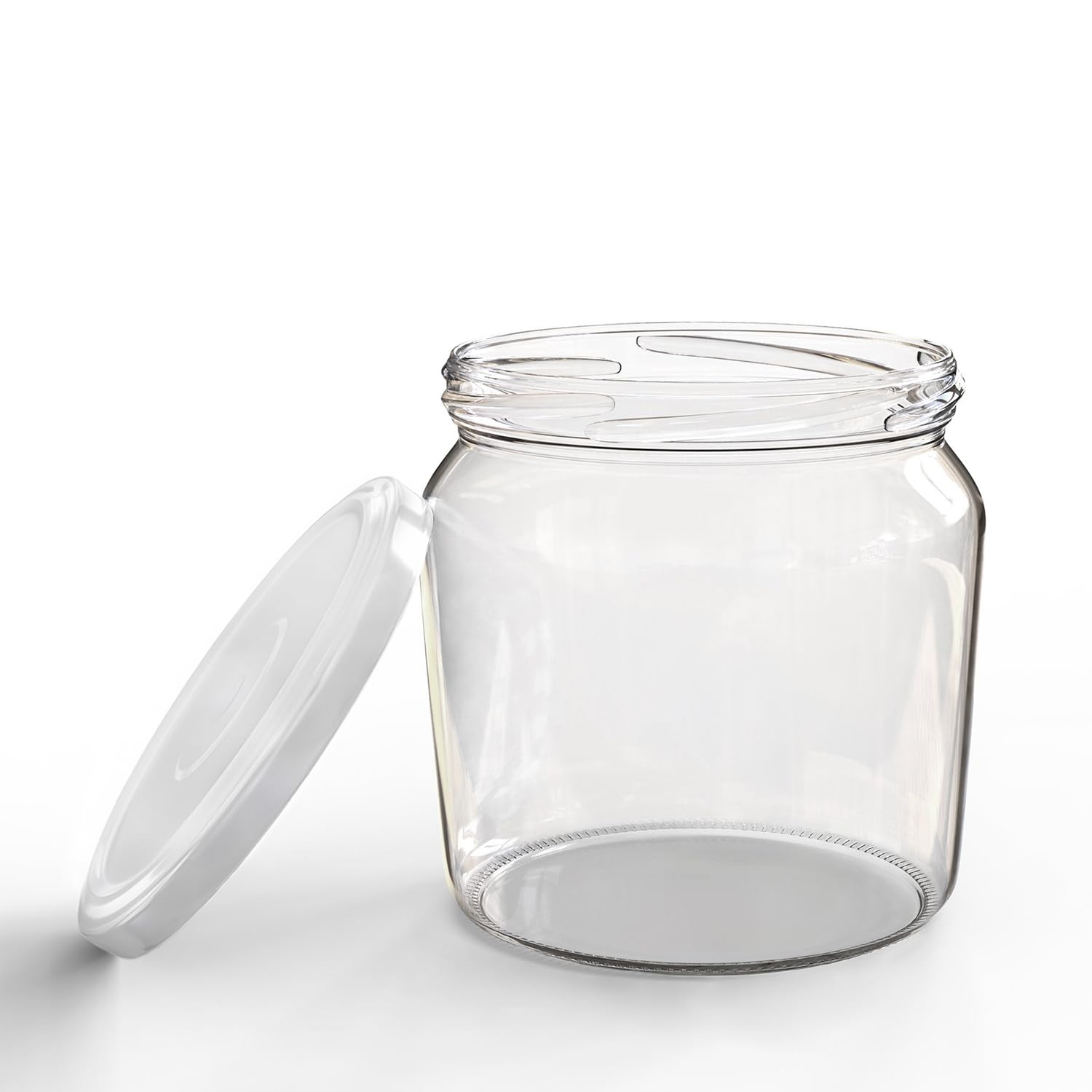 Oputec Lot de 48 bocaux de 360 ml avec couvercle à visser blanc – Parfaits pour les confitures, les confitures et plus encore, bocaux de conservation avec couvercle, parfaits comme pots à confiture et