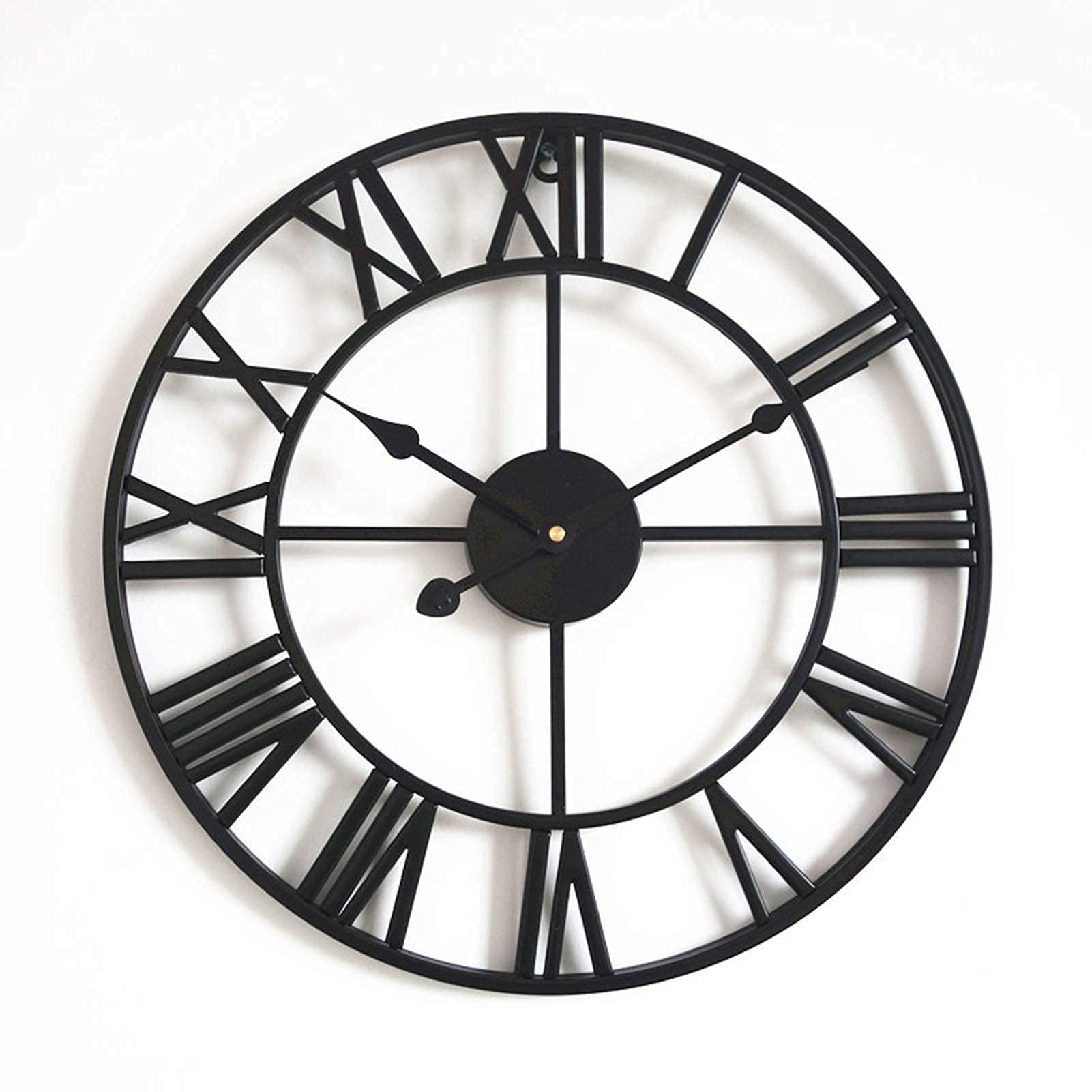 Garden Clocks Outdoor Waterproof, Roman Numeral Indoor and Outdoor Clocks for The Garden Wall Mounted Metal Precision Mute Pendant Outside Clock 40cm,Vintage Gold (Black)