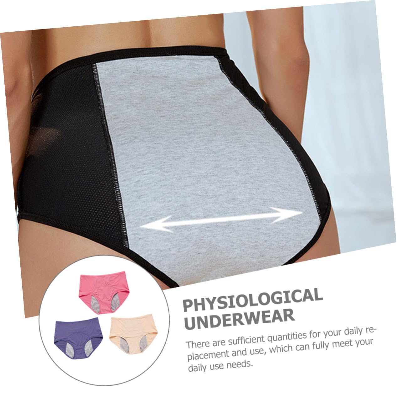 Culottes Menstruelles Femme Anti-Fuite 4 Pièces, Nylon, L-3xl