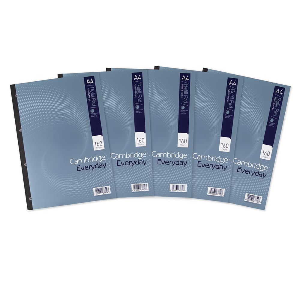 Cambridge A4 Ruled with Margin Sidebound Refill Pad (Pack of 5)