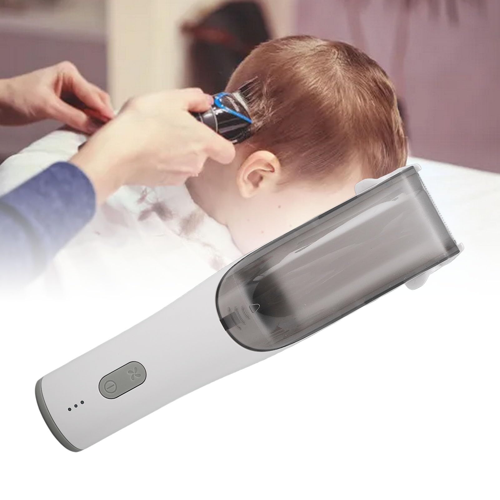 Baby-Haarschneidemaschine mit Vakuum, wasserabweisend, leise, sicheres Haarschneiden, Kinder-Haarschneider mit 2 Führungskämmen, Kunststoff, 20,5 x 4,7 cm (CDH001S)