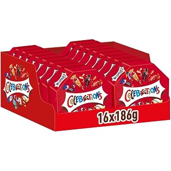 Celebrations Gift Box Mini Chocolate Bar Mix 16 Packs 16 x 186g