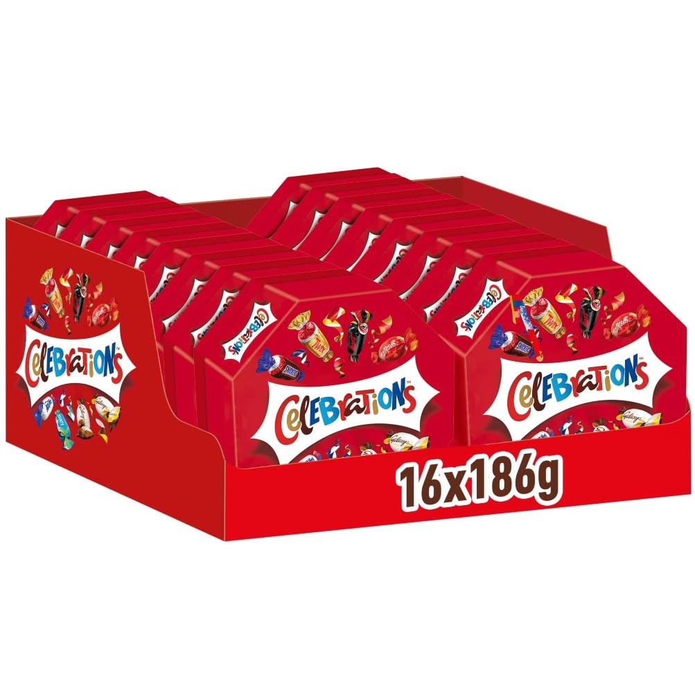 Celebrations Geschenkbox, Mini-Schokoriegel Mix, 16 Packungen in einer Box (16 x 186 g)