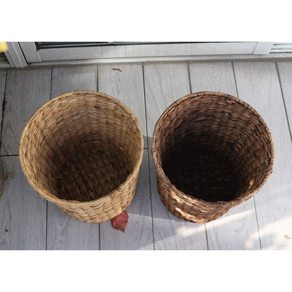 Trash Can Woven Basket Trash Can Garbage Container Bin Waste Recycling for Bathrooms Kitchens Home Offices Waste Basket (Color : Light Brown) (Dark Brown)