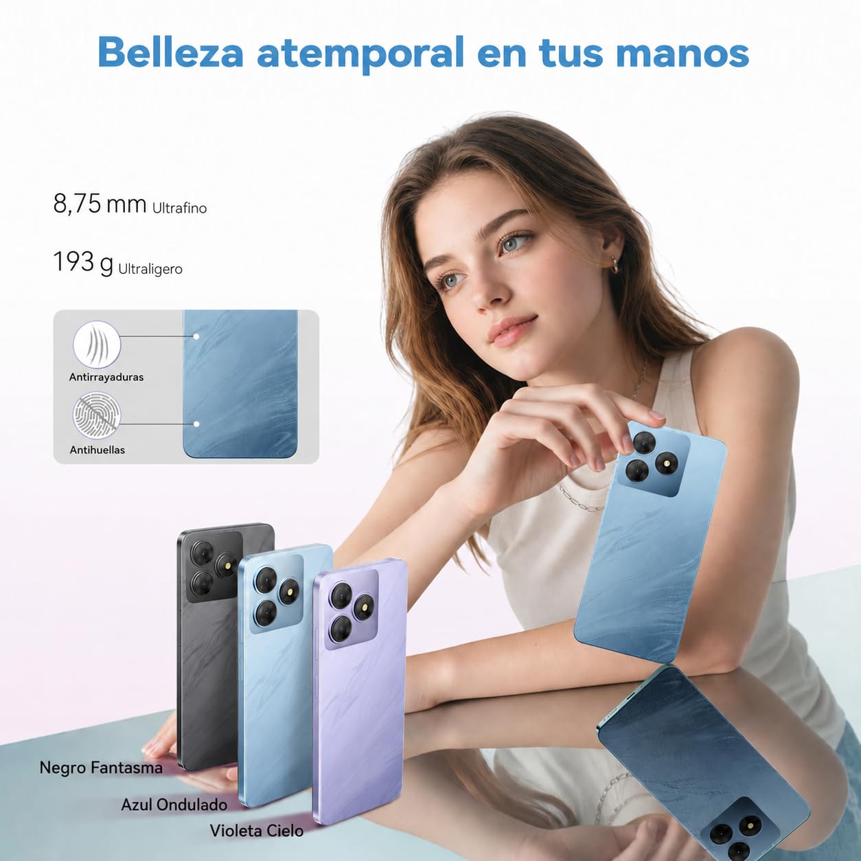 FLAT 2 Telefono Movil Android, 12GB+256GB/2TB, Dual SIM, 6,56" 90Hz, Negro