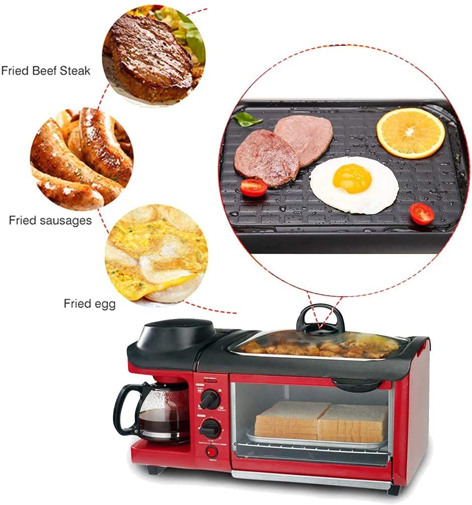 Amazon.co.jp : 朝食機多機能3in1朝食用オーブン電子レンジ、ガラス蓋