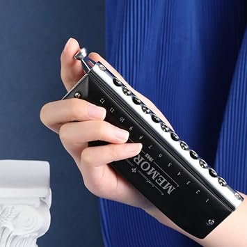 Chromatic Harmonica Chromatic Mouth Organ Harp Performance Armonica with Slider and Value Key of C 12 Hole 48 Tone Professional Music Instrument Gift