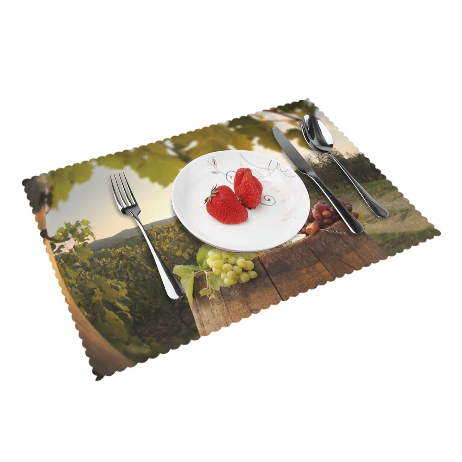 Bnvsadc Red Wine 4 Pcs Heat Resistant Placemat 45X30 Cm, Printed Non-Slip Place Mats For Kitchen Dining Table Indoor Outdoor