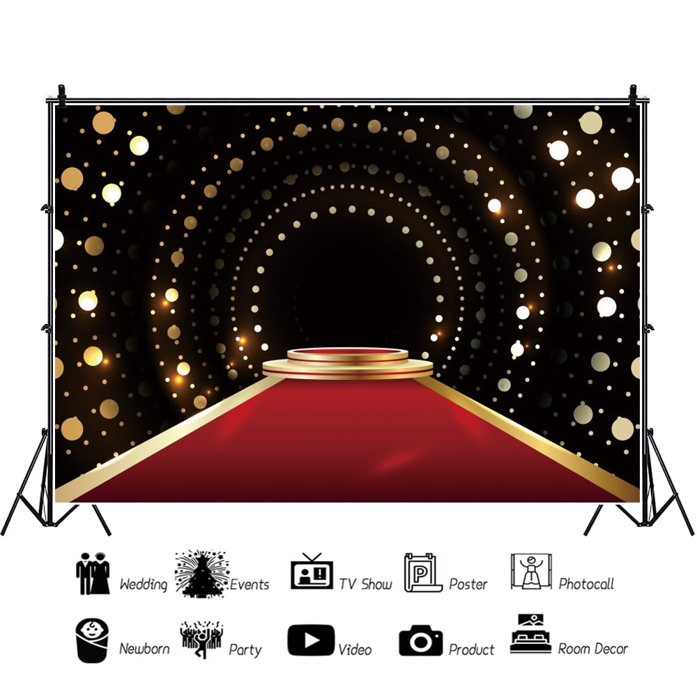 Tappeto Rosso Fase Sfondo 300x250cm Oro Fase Podio Hollywood Tema Sfondo Oro Flash Punti Fotografia Sfondo Neonato Felice Compleanno Sfondo per la Fotografia