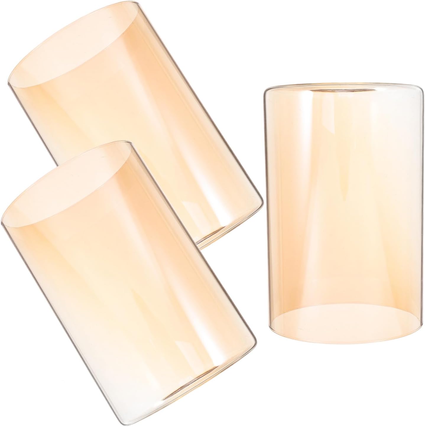 3pcs Amber Glass Lamp Shades Cylinder Replacement Lampshade for Chandelier Pendant Light Fixtures Smooth Glass with Easy Installation for Cozy Home Lighting