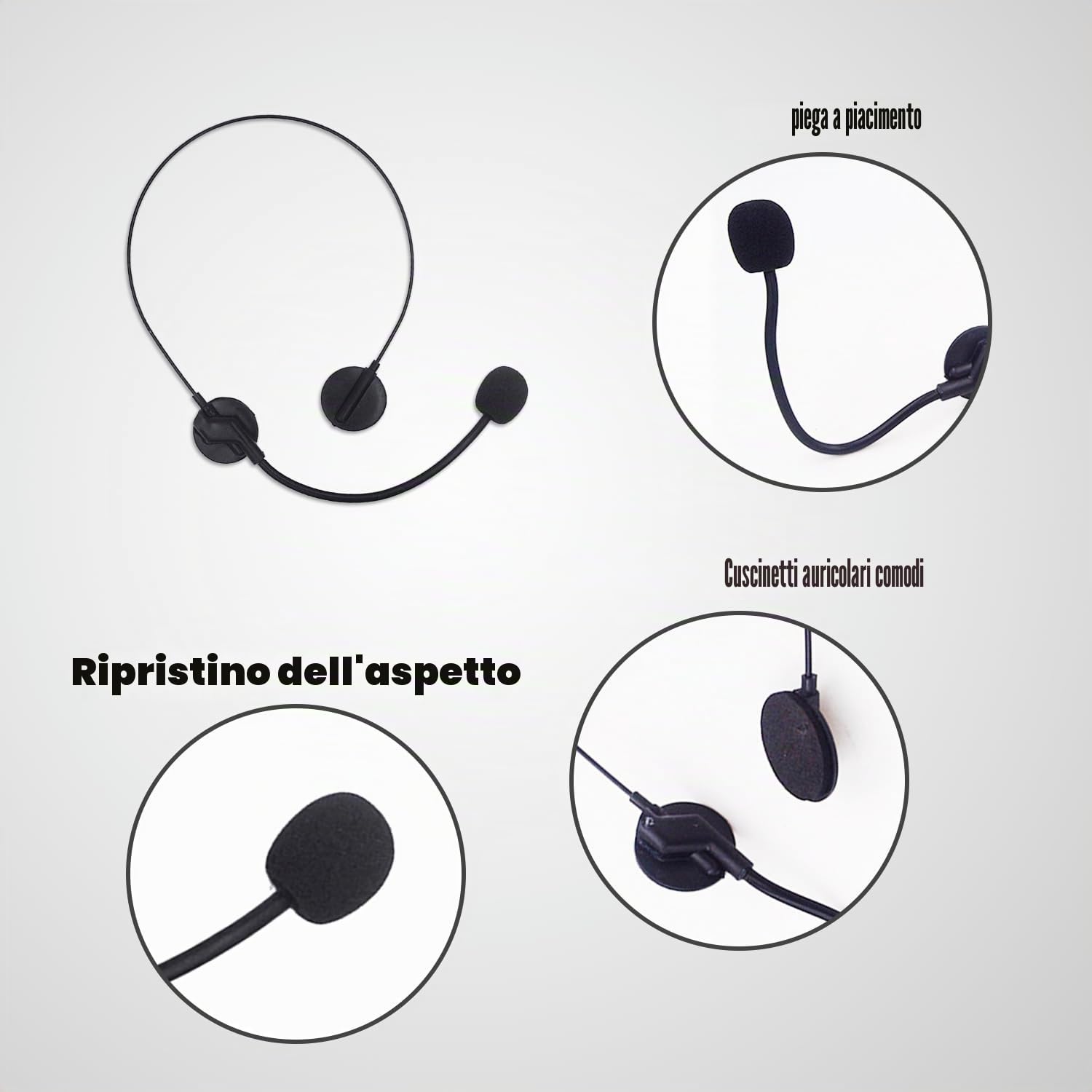 KRYMSON 1 accessorio di scena per microfono, giocattolo per microfono finto per cuffie, adatto per feste da ballo, feste, giochi di ruolo