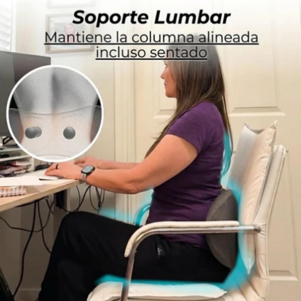 SomniX Pro — Masajeador Terapéutico Triple Fusión, Vibración y Estiramiento - Soporte Lumbar Ergonómico, Hogar y Viajes - Almohada