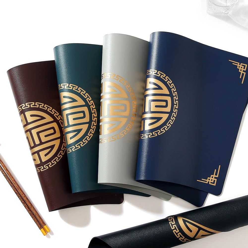 Set di 6 tovagliette rotonde in pelle, lavabili, in finta pelle spessa resistente al calore, impermeabili, antiscivolo, facili da pulire, per cucina, caffè, sala da pranzo
