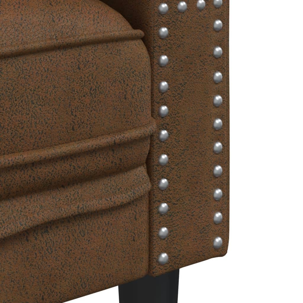 vidaXL Sofá Chesterfield de 2 plazas Piel de Ante sintético marrón, sofá, sofá de Dos plazas, Asientos de salón, sofás, sofá tapizado