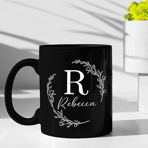 Miniatura 3 de Tazas de café personalizadas con monograma vintage con inicial, 11 onzas, 15 onzas, nombre personalizado y letra inicial, monograma, alfabeto, taza