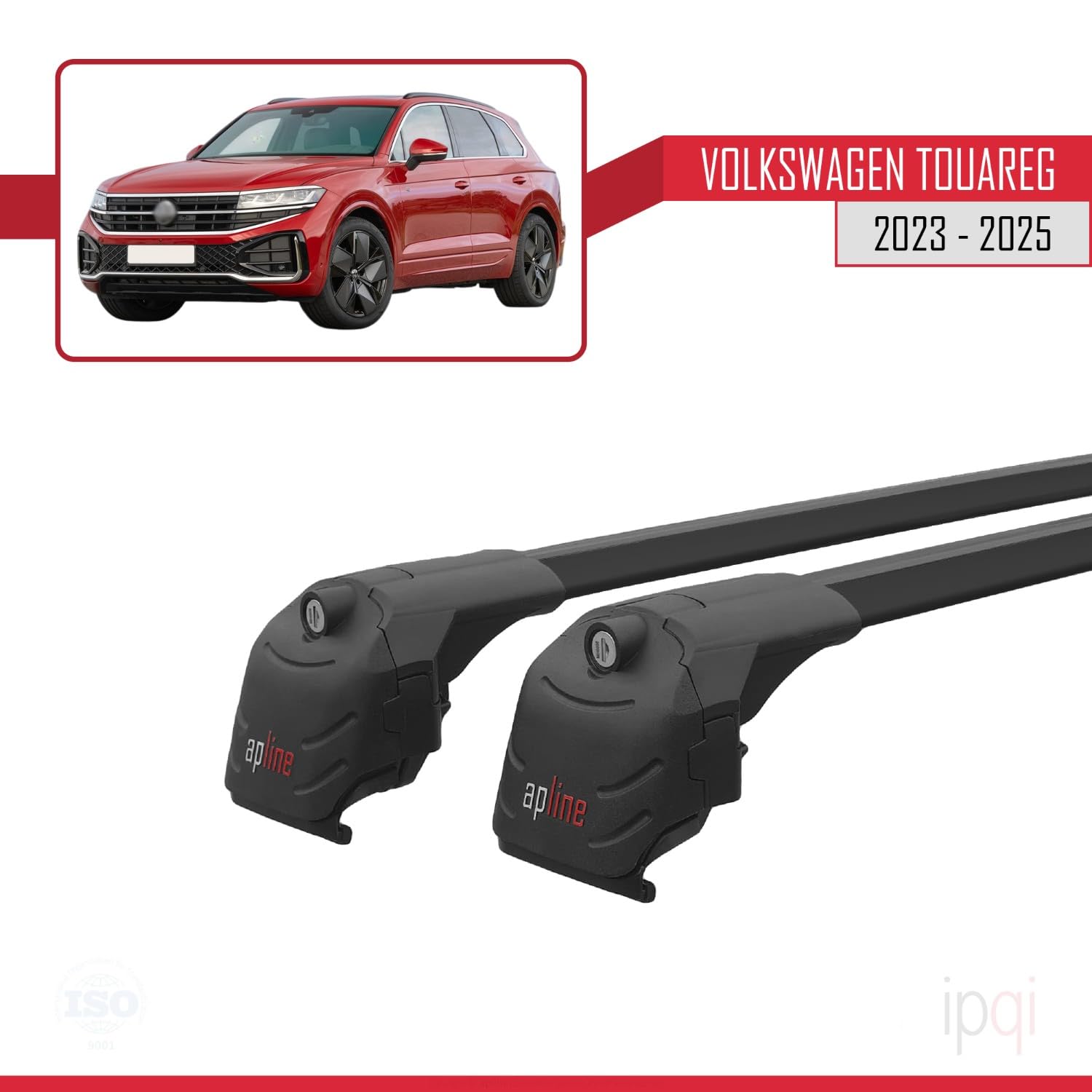 Compatible avec VW Touareg 2023-2025 ACE-2 Barres de Toit Railing Porte-Bagages de Voiture Noir Aluminium 2 Barres