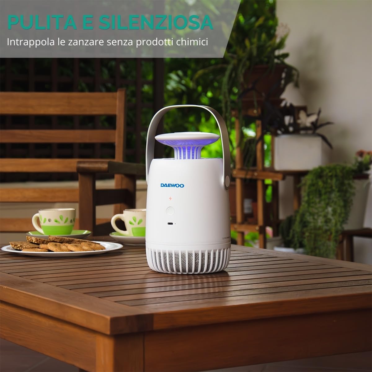 Daewoo Lampada Antizanzare Elettrica UV con Sistema di Aspirazione Silenzioso per Casa, Patio, Bar, Ristoranti