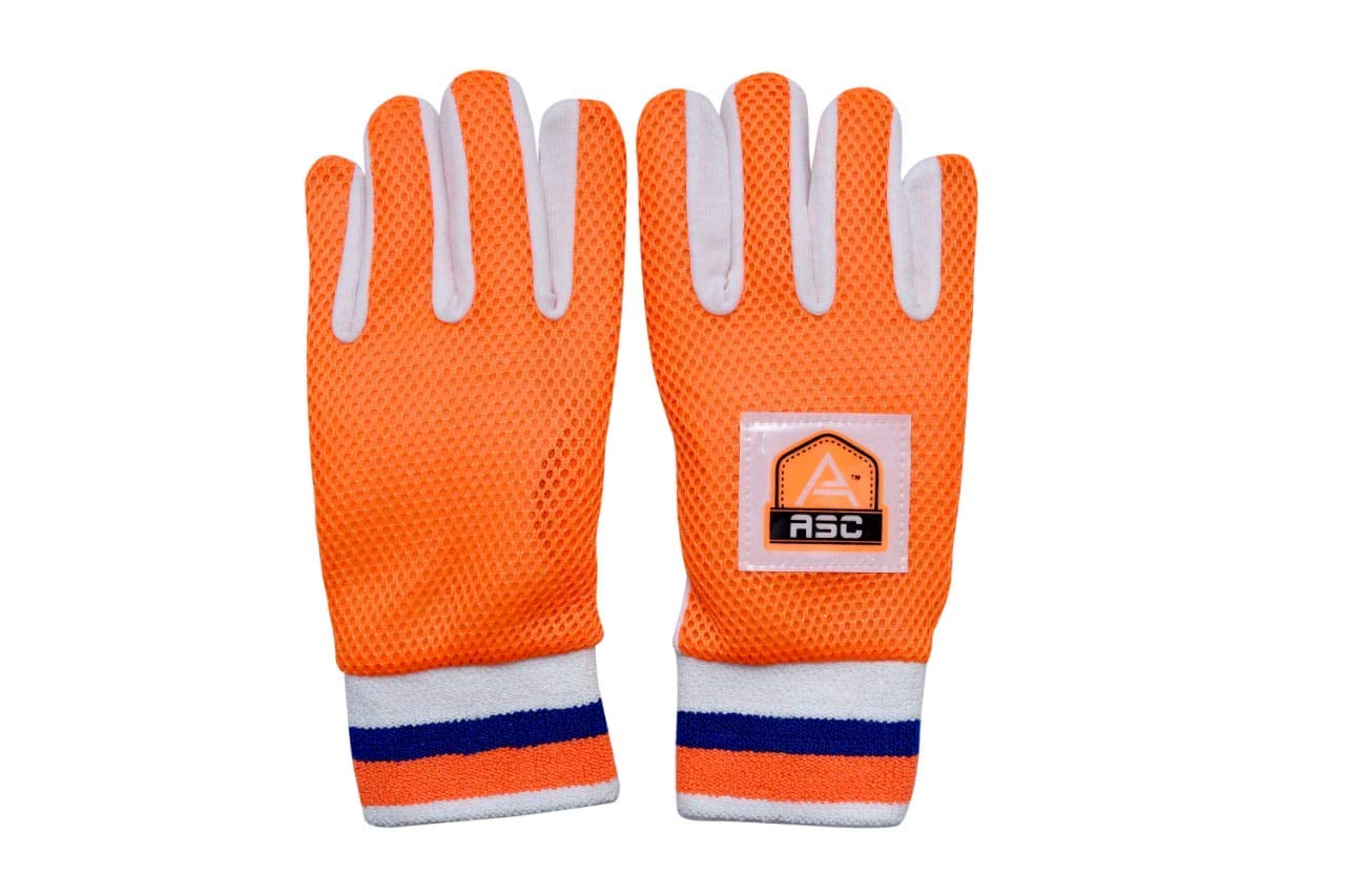 ASC Cricket Wicket Keeping Inner Gloves - Cotton Gloves Padded,Sponge Jali,Standard Size 1
