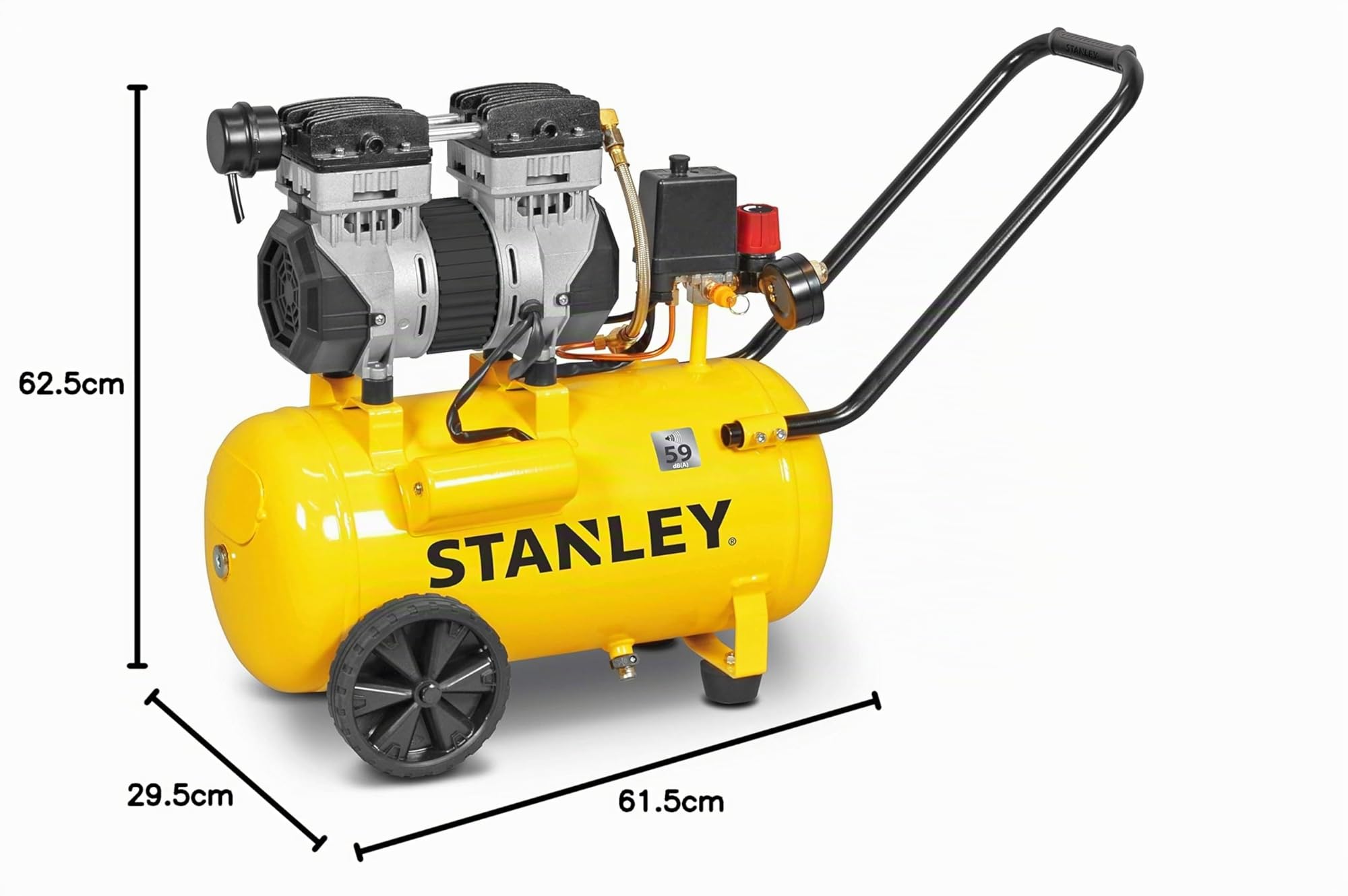 STANLEY COMPRESSORE SILENZIATO SENZA OLIO 24L 1,3 HP 8 BAR 1500 WATT 230 V