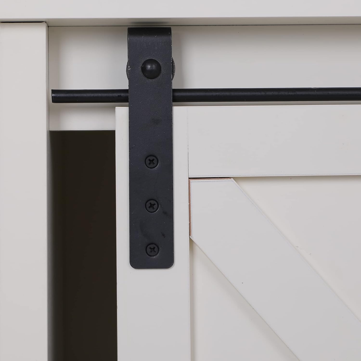 Sophia & William Bathroom Floor Cabinet Kitchen Buffet Cabinet with Sliding Barn Door, Free Standing Farmhouse Storage Cabinet, Ivory