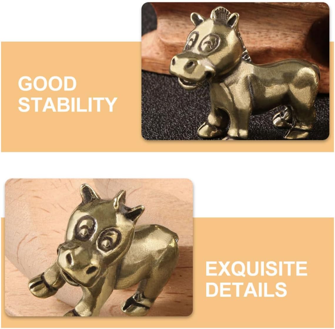 Brass Horse Statue Miniature Animal Figurine Vintage Brass Craft Decor Indoor Desktop Ornament Garden Sculpture for Patio and Lawn Decoration