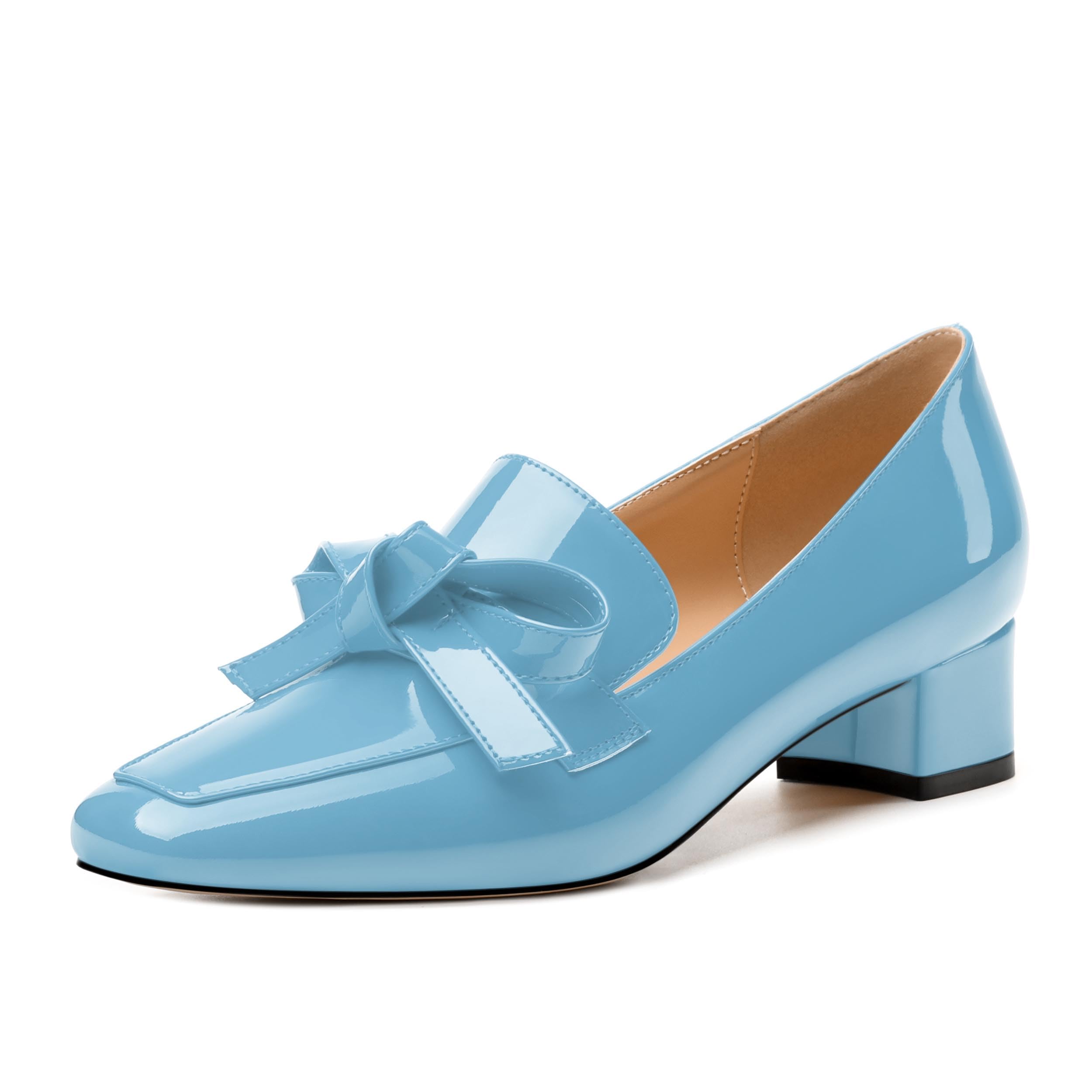 Womens Loafer with Heel, Comfortable Chunky Heels for Women, Loafers Shoes with Bowknot Womens Bunion Dress Shoes