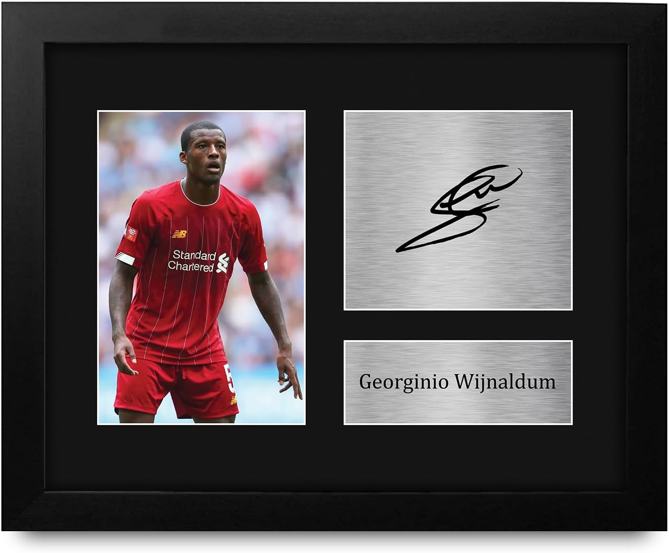 HWC Trading Georginio Wijnaldum Liverpool Gifts Printed Signed Autograph Picture for Soccer Fans and Supporters - US Letter Framed (ID-007949)