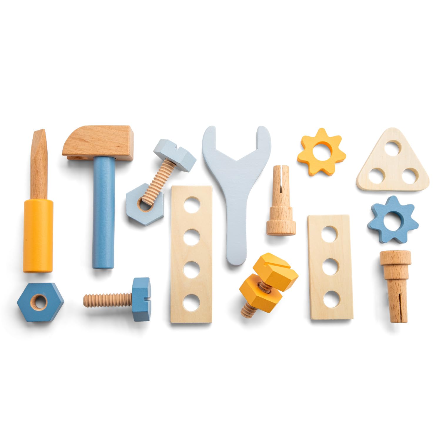 Woet Wooden Tool Set Toy, FSC Pretend Play & Construction Toolbox for Kids Age 3+, Screws, Bolts & Tools - Image 3