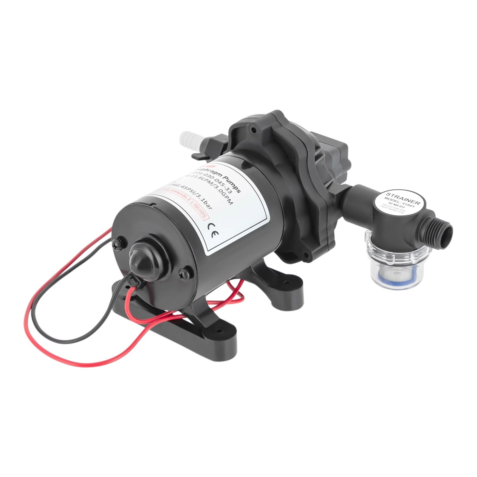 Water Diaphragm Pressure Pump 3 GPM 45PSI RV Water Pump Fresh Water Diaphragm Pump for Yacht Camper Boat Marine Shower 12V