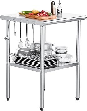 ROVSUN 30 x 24 Stainless Steel Table for Prep & Work, NSF Commercial Worktables & Workstations, Heavy Duty Metal Table for Kitchen, Restaurant,Home,Hotel