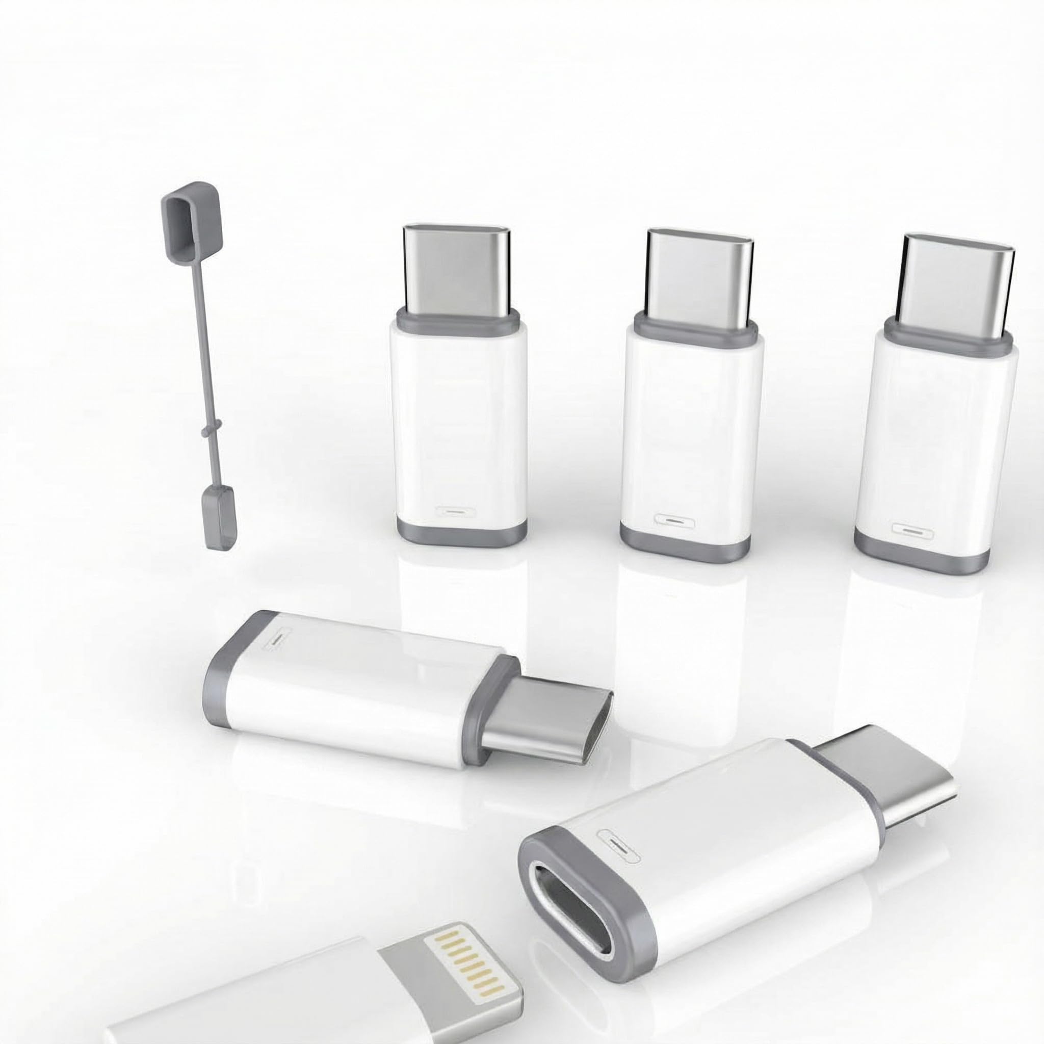 5 Pack Lightning to USB C Adapter for iPhone 15/16/17 Pro, Fast Charging &amp; Data Sync for iPhone 17/16 Accessories, USB C Charger Cable, Not for Audio/OTG