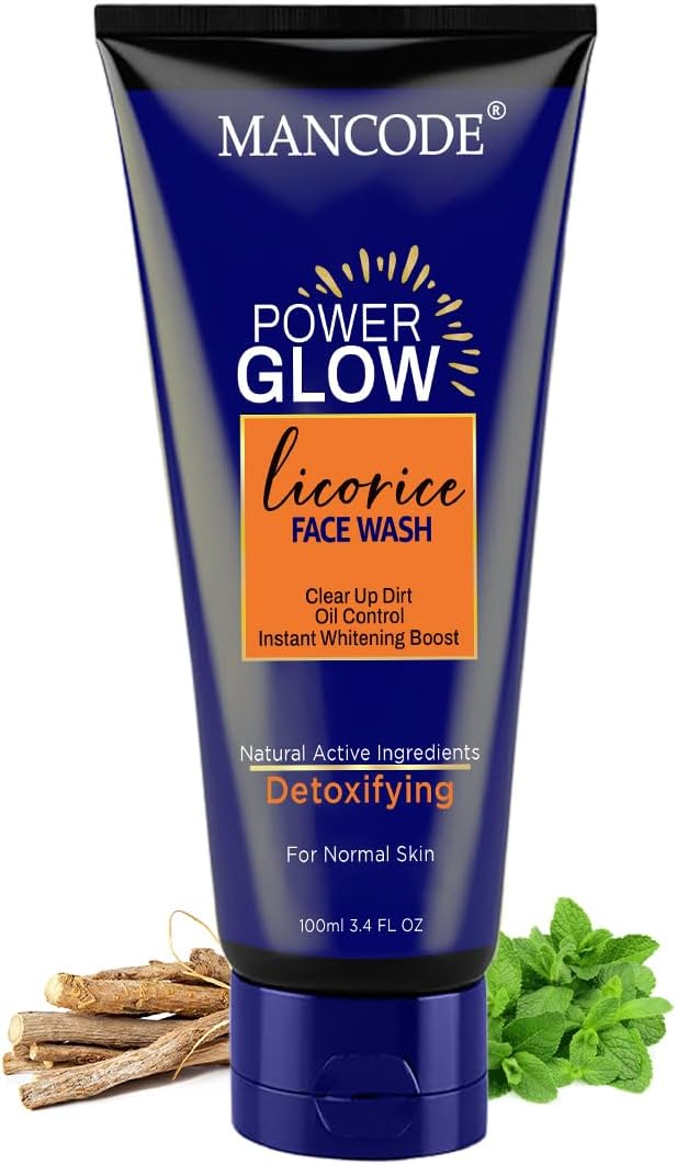 MANCODE Power Glow Face Wash for Men with licorice extract, Best Oil Control Face Wash for Men, Ideal for All Skin, Deep Cleansing, Instant Whitening Boost, Suitable For all Skin Type (100 ML) Pack of 1