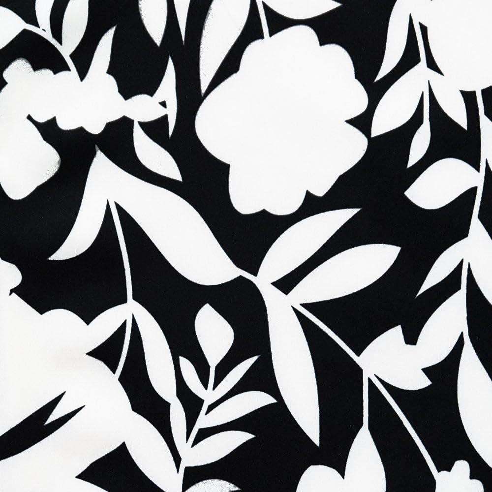 Poly Spandex Stretch Fabric - Abstract Floral - 57 Inch Wide - Dressmaking Fabric for Garments, Costumes, and Crafts - Soft, Stretchy Material for Sewing, Apparel, and Upholstery (Black, 3 Metre)