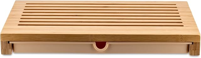Alessi |GAG02 Sbriciola Bamboo Cutting Board with Crumble Collection Drawer , Brown