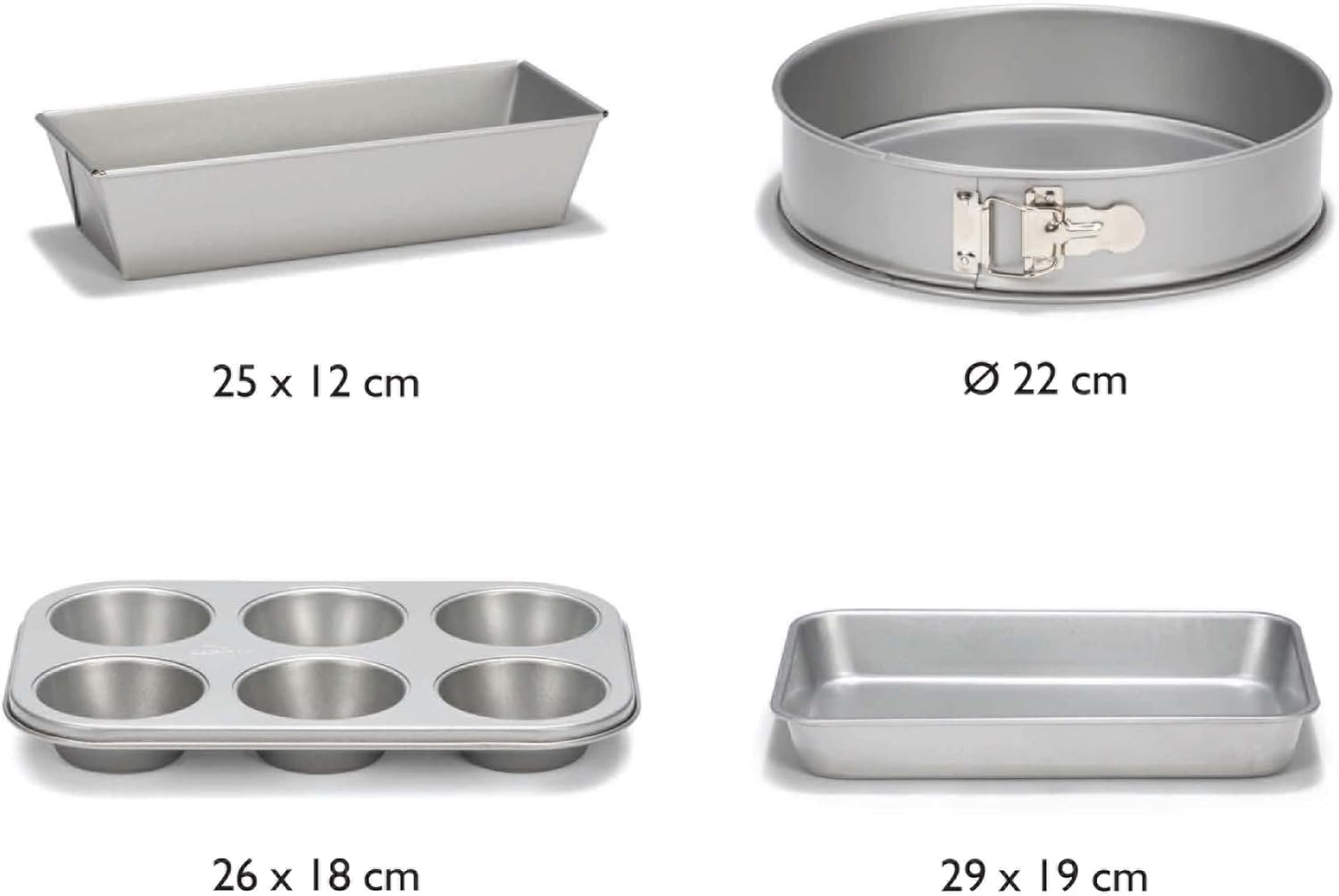 Patisse, non-Stick 4-piece Bakeware set, assorted collection in Gift Box, 11.75" x 15.625", Metallic Gray